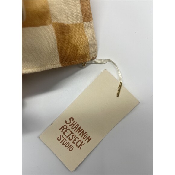 Shannon Retseck Studio Checkered French Linen Tree Skirt In Mustard/Cream NWOT - Picture 4 of 7